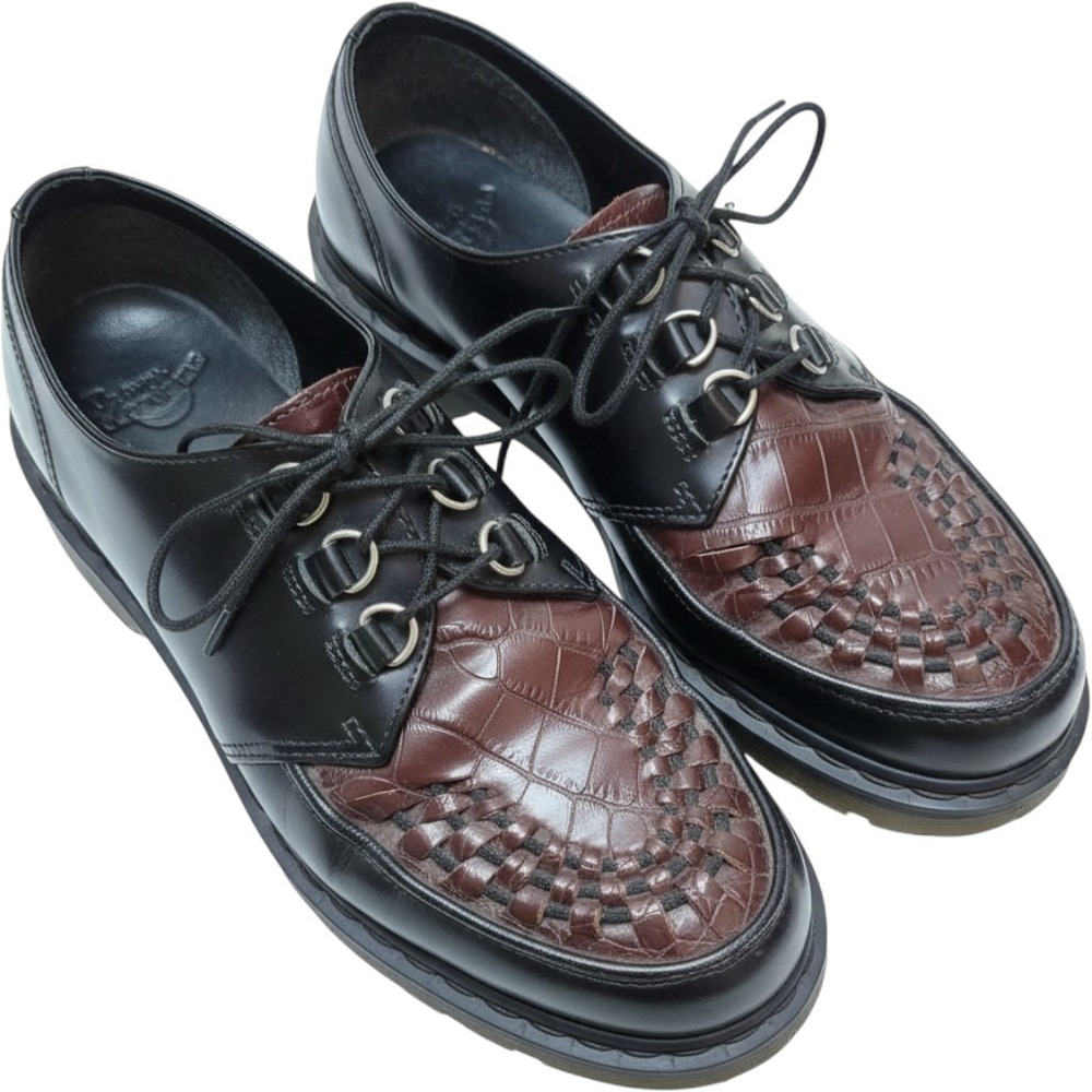 Dr. Martens Ramsey Creeper Shoes Womens 7 Black Burgundy Woven AW004 Monk